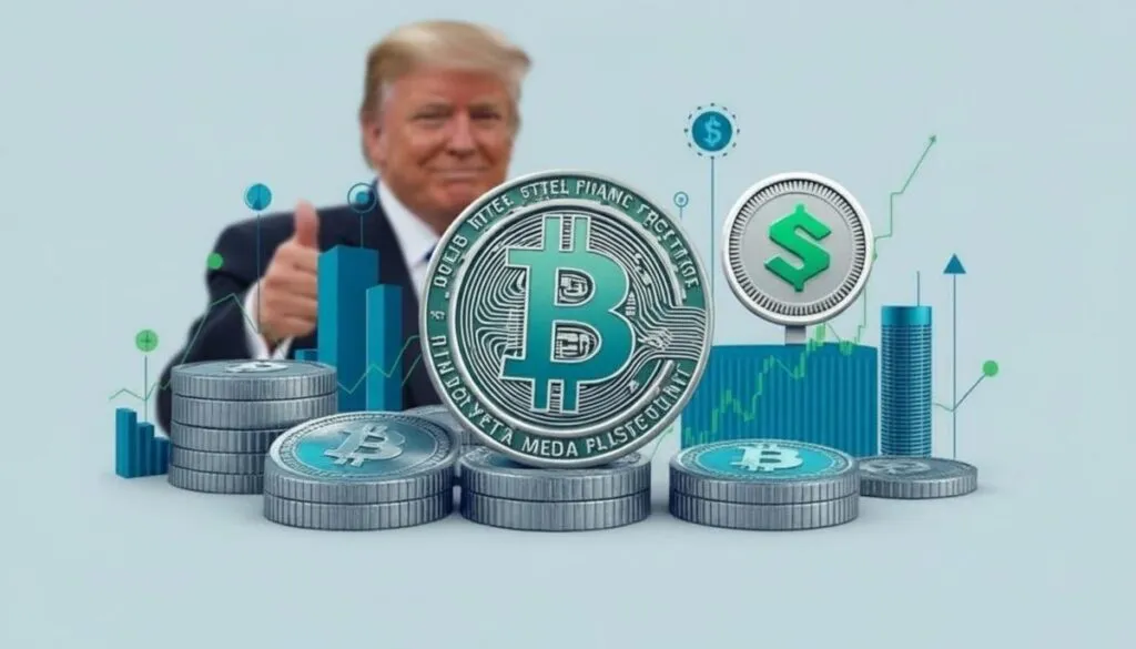 Imagen editorial sobre la alianza de Trump Media y Crypto.com en tesorería cripto de 6400 mdd con CRO