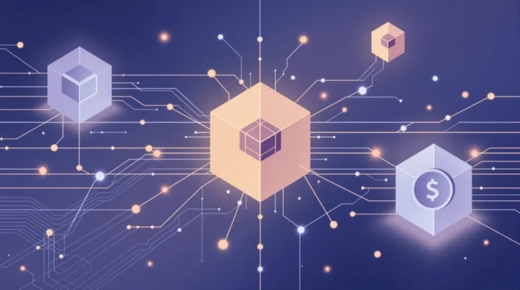 Ilustración de tecnología blockchain que representa contratos inteligentes con mayor eficiencia y seguridad