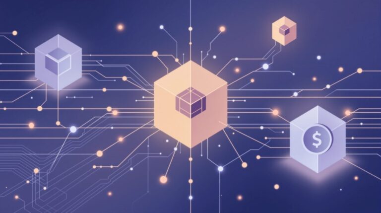 Ilustración de tecnología blockchain que representa contratos inteligentes con mayor eficiencia y seguridad