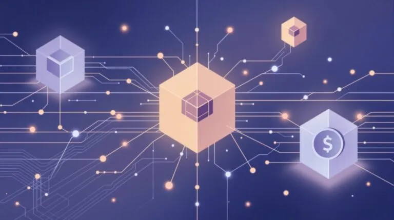 Ilustración de tecnología blockchain que representa contratos inteligentes con mayor eficiencia y seguridad