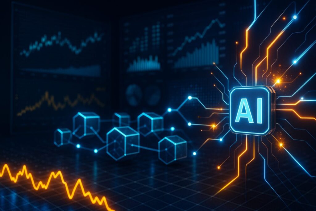 Representación digital de blockchain analytics con inteligencia artificial en Estados Unidos