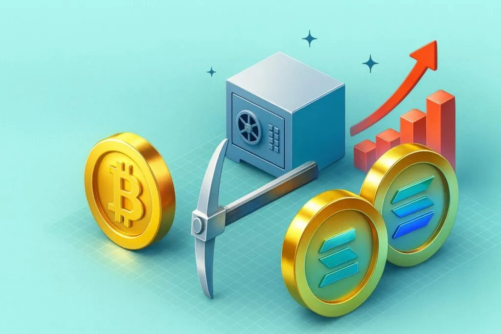 Ilustración de crypto staking superando al cloud mining con rendimientos crecientes en 2025 en América Latina