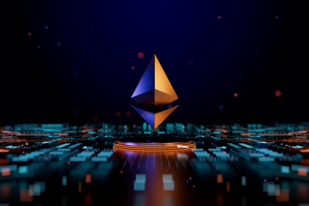 Ilustración editorial que representa a Ethereum Foundation integrando inteligencia artificial en pagos agentic dentro de blockchain