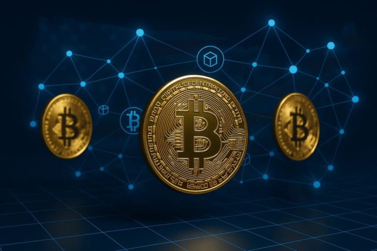 Ilustración de un modelo web descentralizado con tecnología blockchain en Estados Unidos