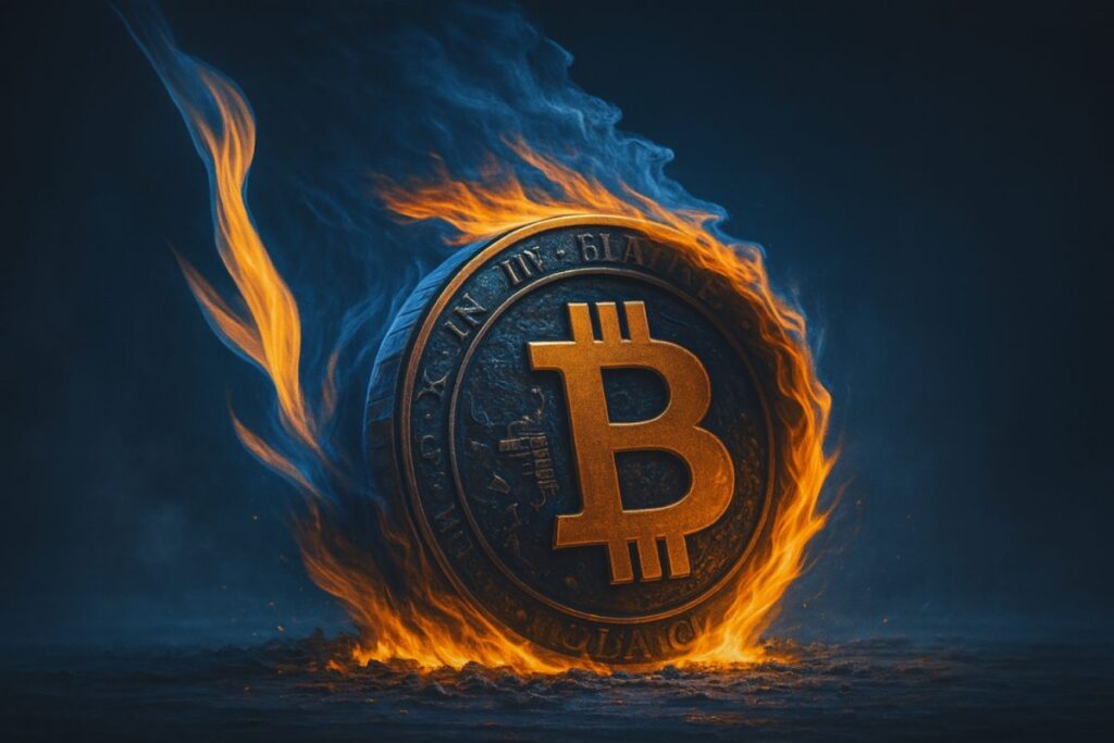 Gráfico estilizado que representa la estrategia de token burn de Bitget sobre el token BGB”