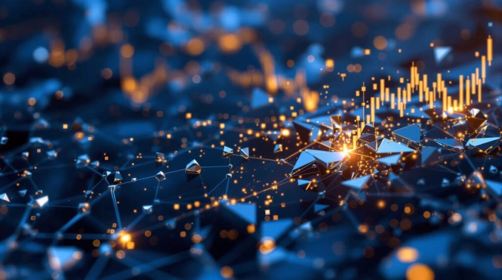 Imagen conceptual de la red blockchain Kadena Layer 1 apagándose con validadores operativos y caída del token KDA