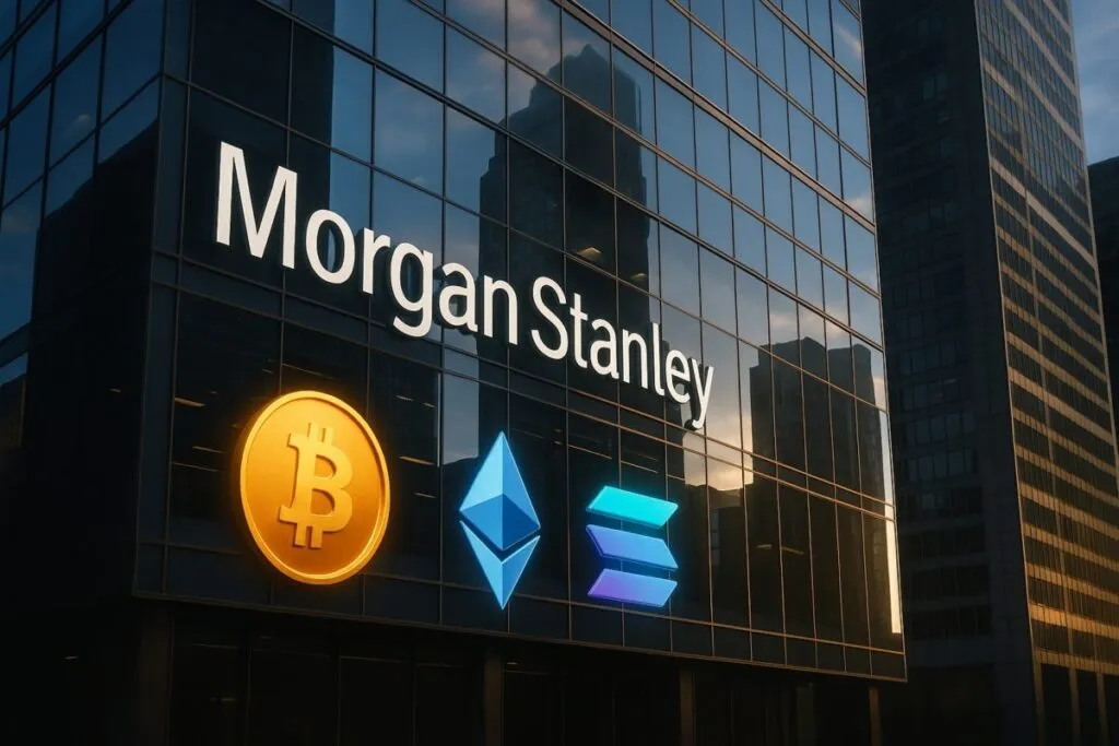 Morgan Stanley amplía acceso a Bitcoin, Ether y Solana para todos sus clientes de inversión.