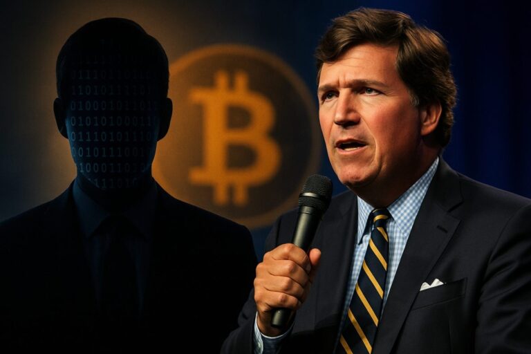 Tucker Carlson menciona posibles vínculos entre Satoshi Nakamoto y la CIA mientras Bitcoin alcanza nuevos niveles de cotización.