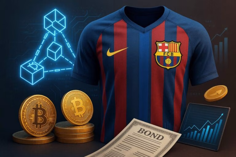 Imagen conceptual del FC Barcelona y su alianza para lanzar una stablecoin respaldada por bonos del Tesoro