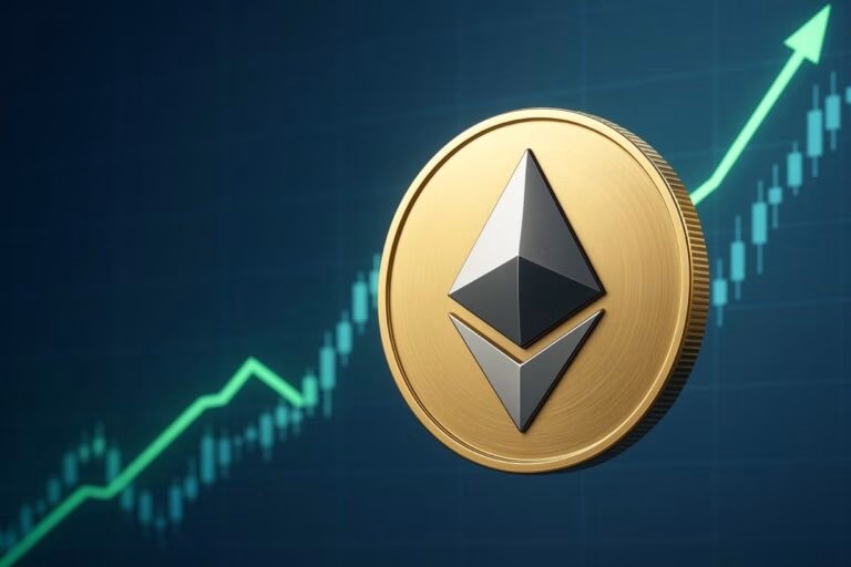 Representación de Ethereum creciendo en valor mientras se acerca a los 3.000 dólares