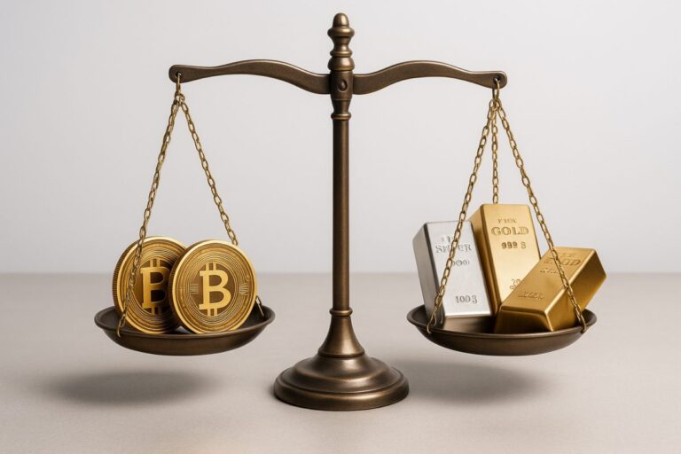 Representación visual de tokens digitales respaldados por metales preciosos y su fiscalidad en España