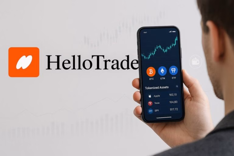 Plataforma Hellotrade con app de comercio blockchain y activos tokenizados sin intermediarios