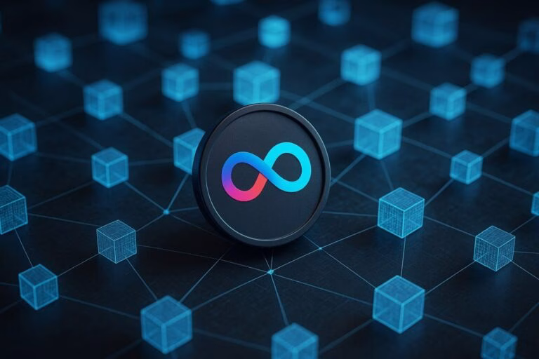 Representación editorial de ICP cripto en la red Internet Computer con estética Web3 y descentralizada