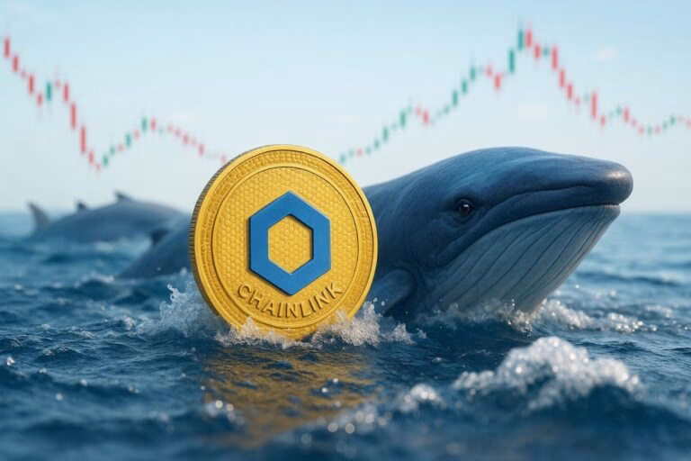 Representación visual de ballena cripto acumulando LINK por 5,37 millones de dólares