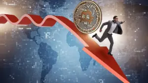 Bitcoin bajo 80 000 dólares reflejado en un gráfico de precios con tendencia bajista durante enero en el mercado cripto