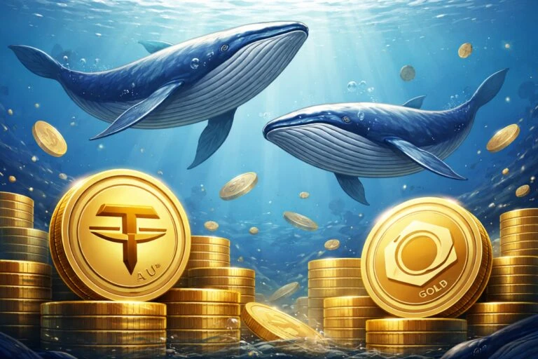 Cripto ballenas acumulando stablecoins como XAUt y PAXG ante incertidumbre en mercados