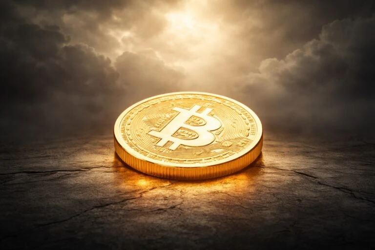 Gráfico de precio de Bitcoin en medio de tensión geopolítica con caída reciente