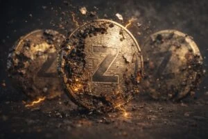 Ilustración de tokens Zcash, BNB y Sui bajando mientras el mercado altcoin muestra fuerte caída