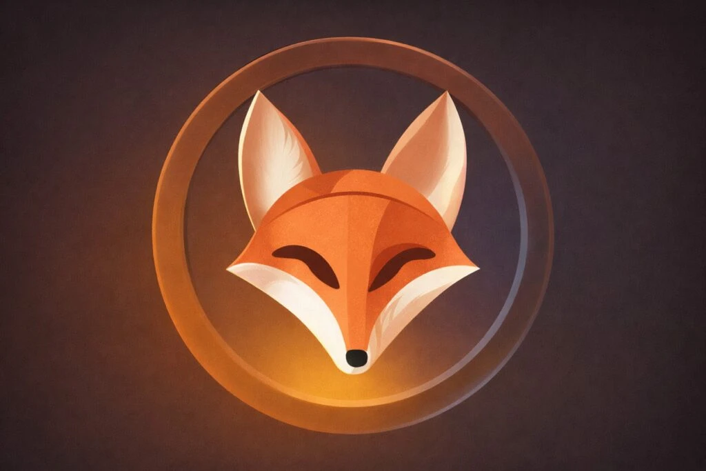 Gráfico y representación iconográfica de Famous Fox Federation con énfasis en datos de precio y comunidad cripto global.