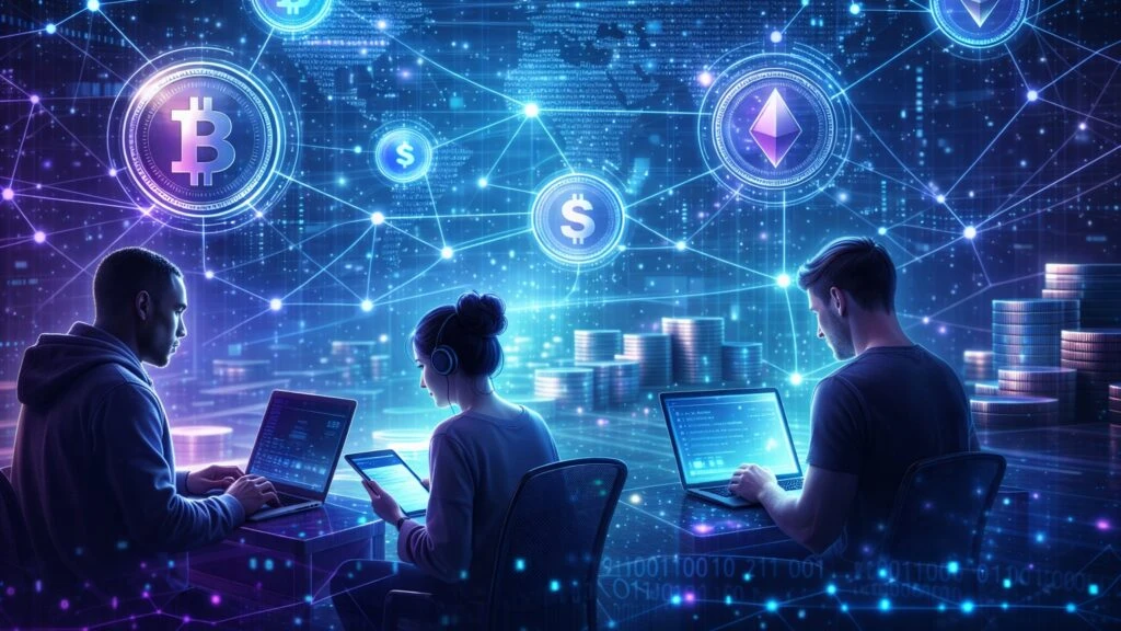 Multicoin y los mercados laborales en internet donde usuarios ganan criptomonedas realizando trabajo digital en redes blockchain descentralizadas.