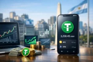 dólar cripto USDT en Argentina con aumento de adopción y volumen en el mercado digital