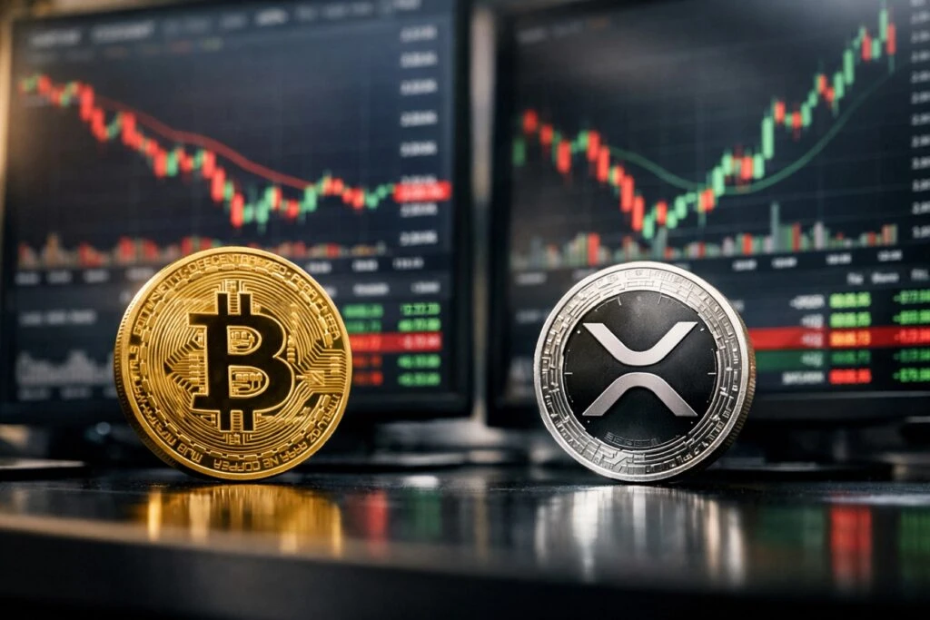 Precio de Bitcoin y XRP con presión bajista y resistencias en mercados de América Latina