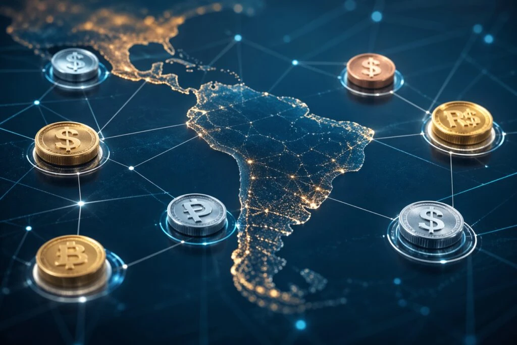 Stablecoins en LATAM operando con monedas locales sobre blockchain en ecosistema financiero digital
