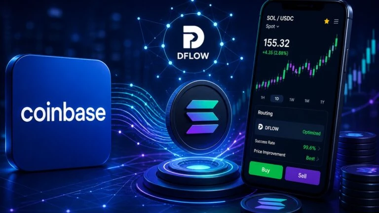 Coinbase integra DFlow en Solana mejora liquidez y trading cripto