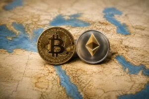 Bitcoin y pantallas financieras reflejan volatilidad en mercados 24/7 tras la guerra entre Irán y Estados Unidos