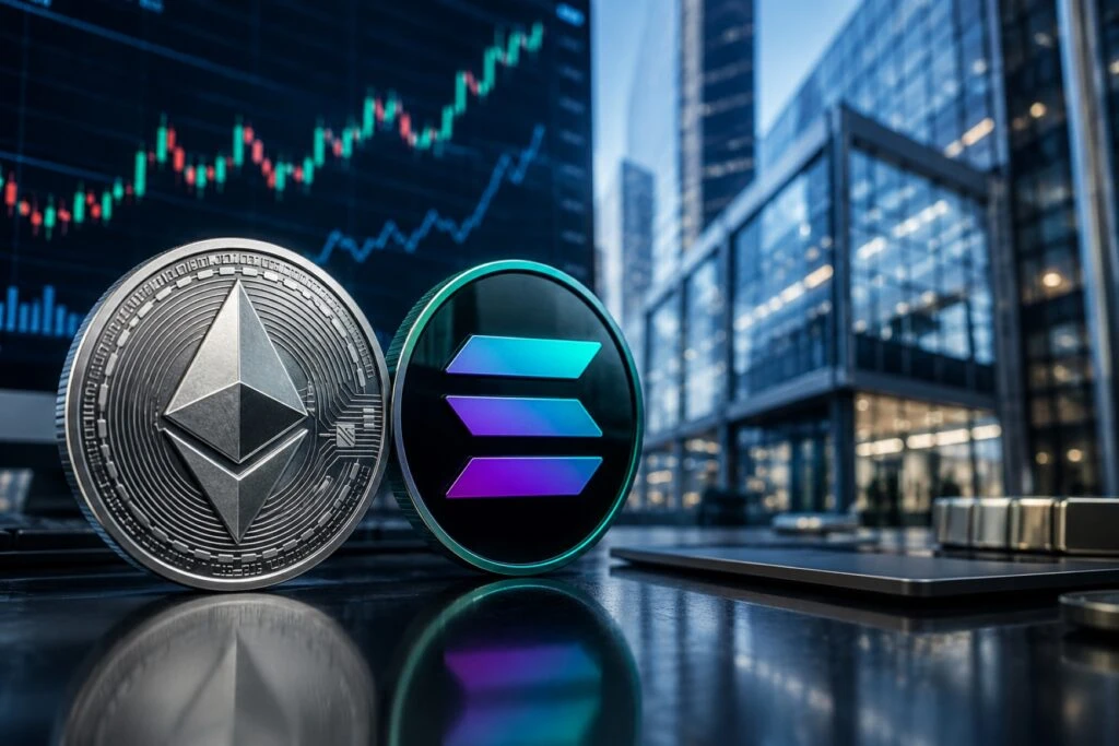 ETF Ethereum y Solana de Morgan Stanley con comisión de 0.14% y staking en Estados Unidos