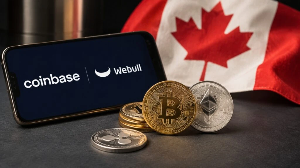 Coinbase y Webull amplían su alianza en Canadá para ofrecer trading y custodia cripto con infraestructura regulada.