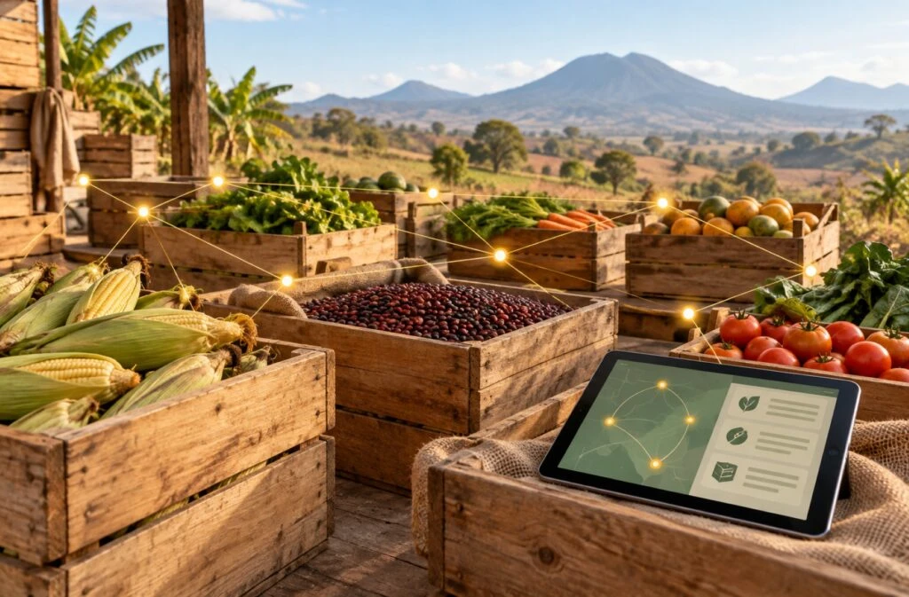Cajas de alimentos registradas mediante una plataforma blockchain de trazabilidad en Guatemala